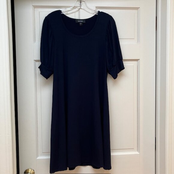 Karen Kane Erin A-Line scoop neck Jersey Dress in Navy size L - Picture 3 of 10